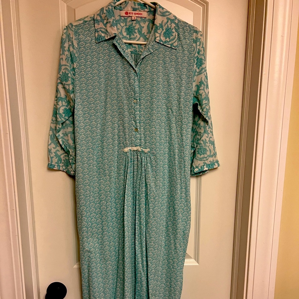 Ro’s Garden casual 3/4 sleeve teal maxi dress in Small.